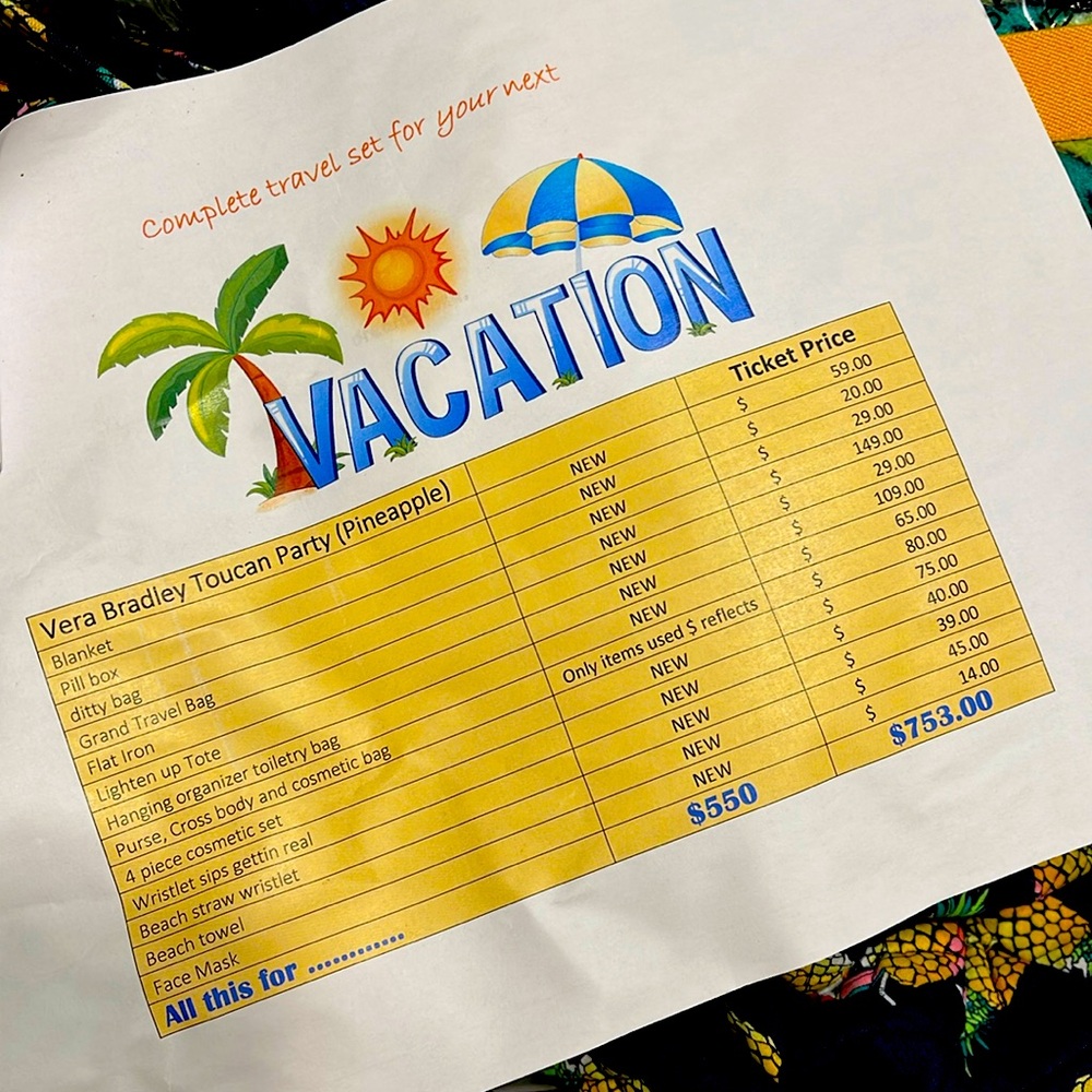 Vera Bradley retired Toucan Party-Pineapple
